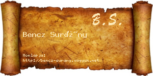 Bencz Surány névjegykártya